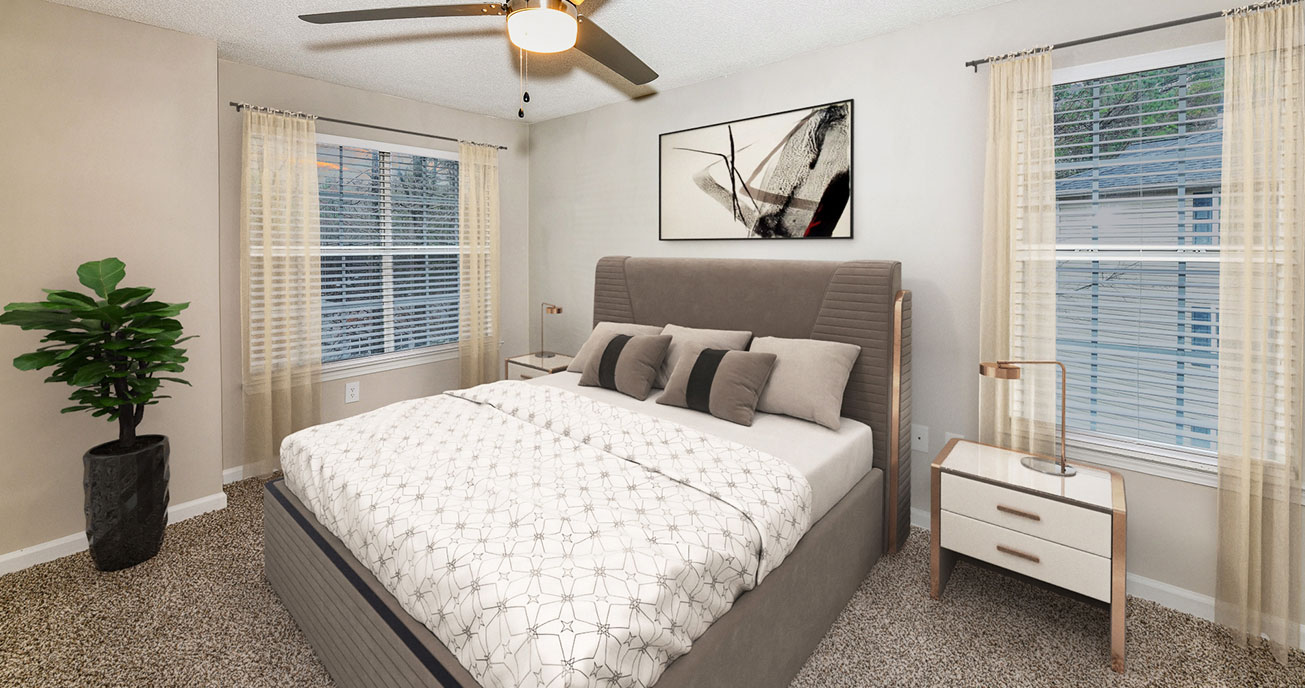 bedroom with windows, river vista, atlanta ga