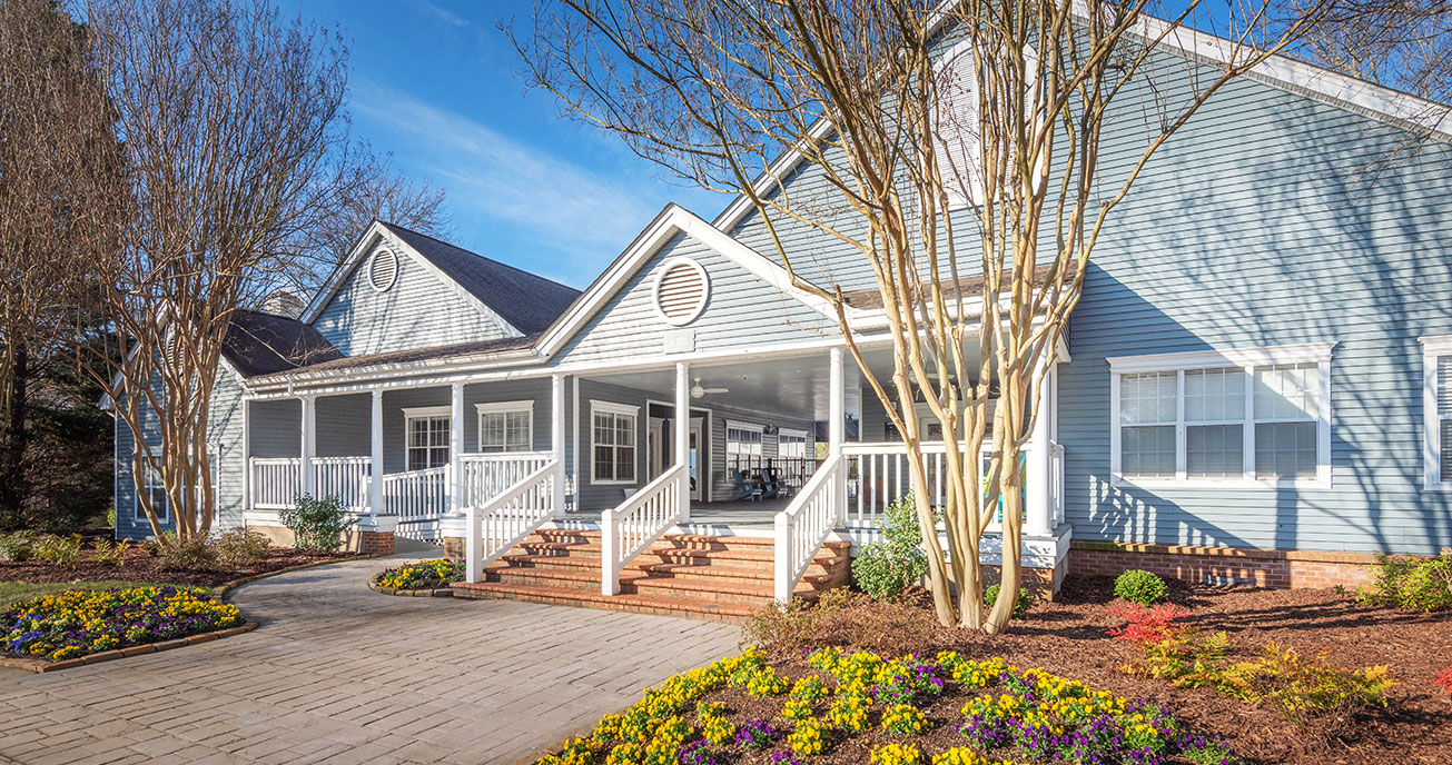 exterior view of clubhouse, magnolia terrace, charlotte nc