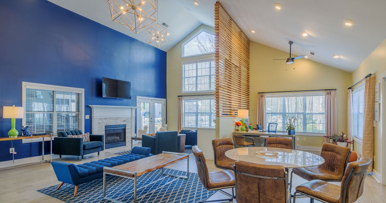 indoor lobby area of clubhouse, magnolia terrace, charlotte nc